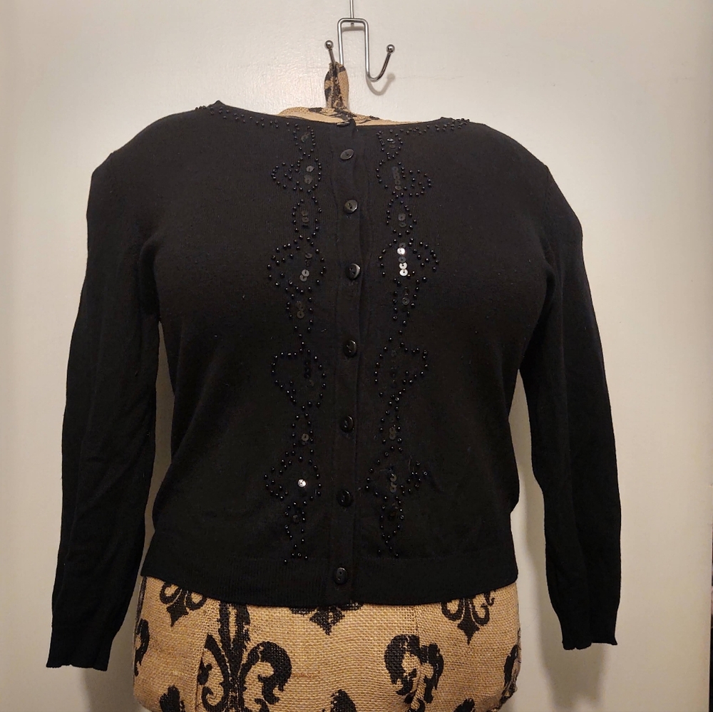 Elegant Black Women's Sweater Cardigan